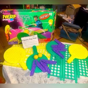 VNTG Nerf 1996 Ping Pong Sports Game 4-Square Table Game- COMPLETE